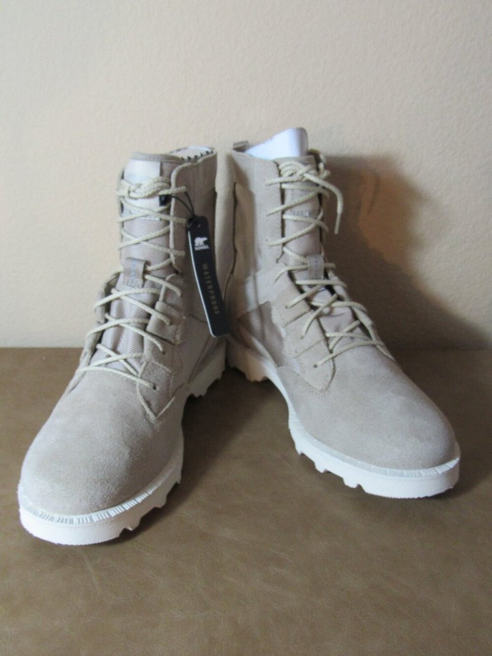 New Women's Sorel Caribou OTM Waterproof Suede Boots Natural Tan Size 8.5